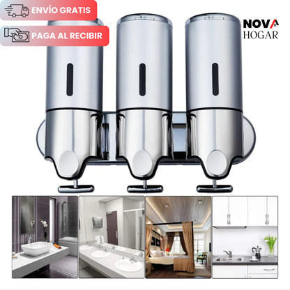 TriDispen™ Dispensador Triple para Baños sin Desorden