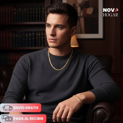 LuxeCub™ Dúo Cubano de Acero Bañado en Oro