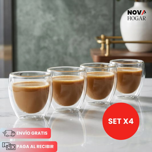 NovaBrew™ Set x4 Vasos de Cristal Doble 250ml