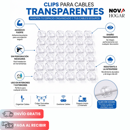 ClearSnap™ Pack X144 Clips Adhesivos para Luces y Cables