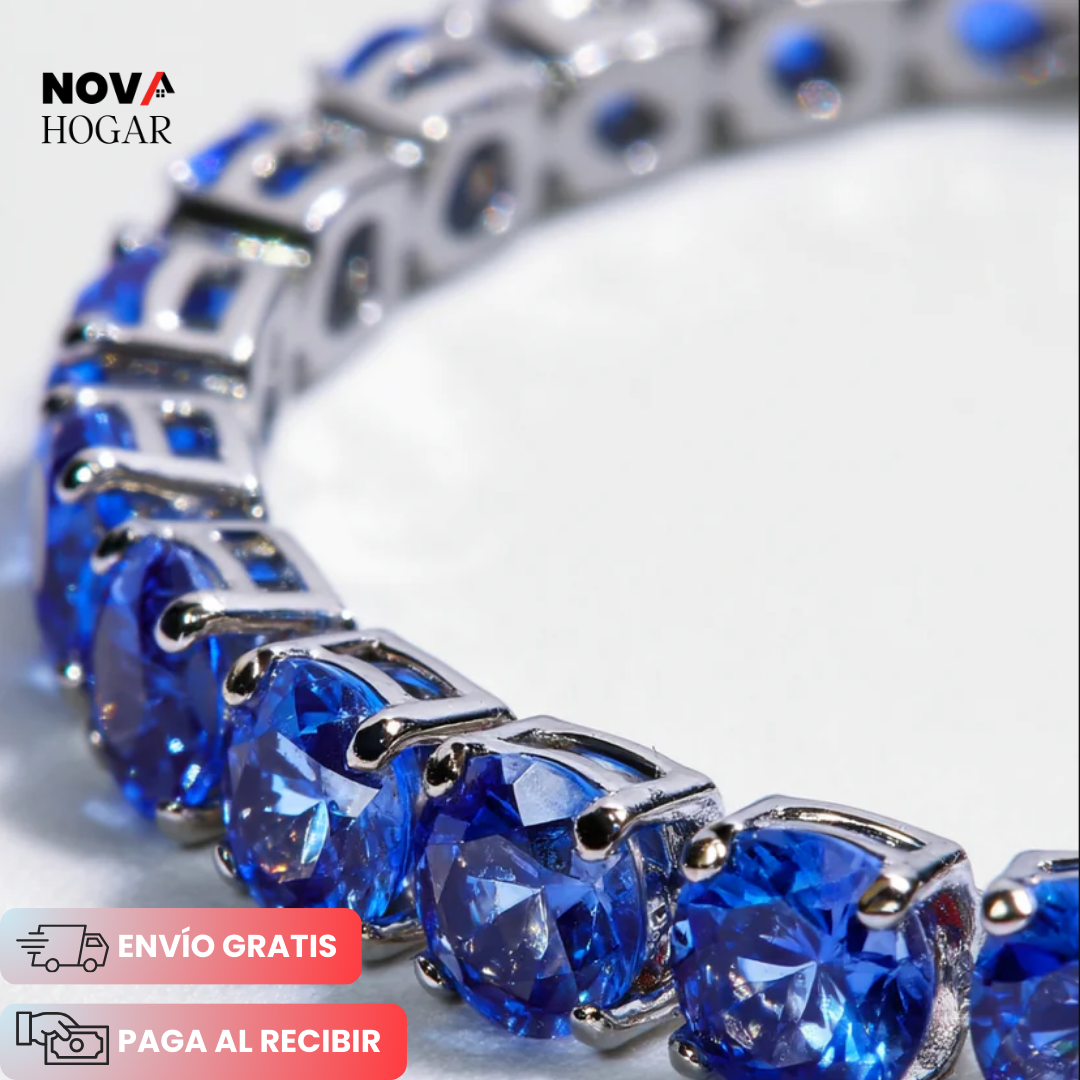 SapphireSoul™ Elegante Pulsera Masculina de Azul Zafiro