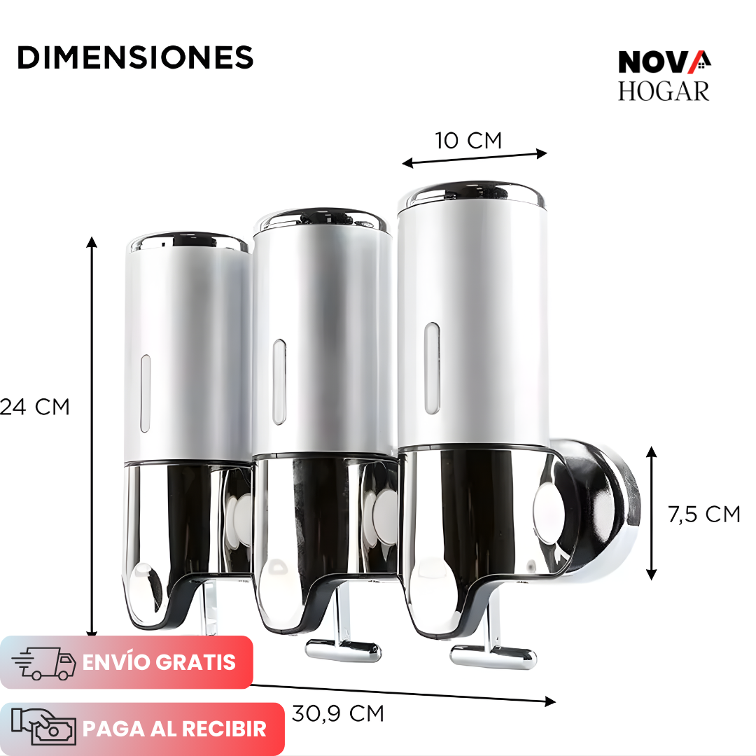TriDispen™ Dispensador Triple para Baños sin Desorden