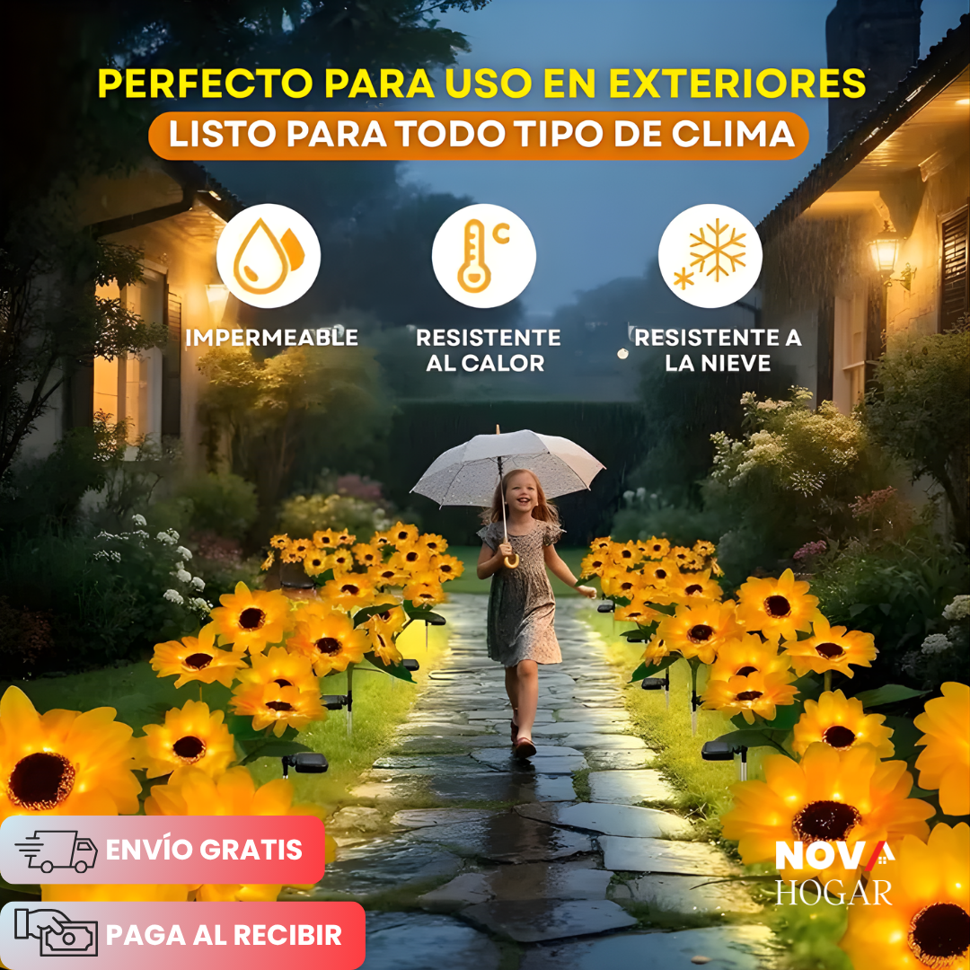 SunBloom™ Set x3 Hermosas Luces Solares de Girasol para Jardín