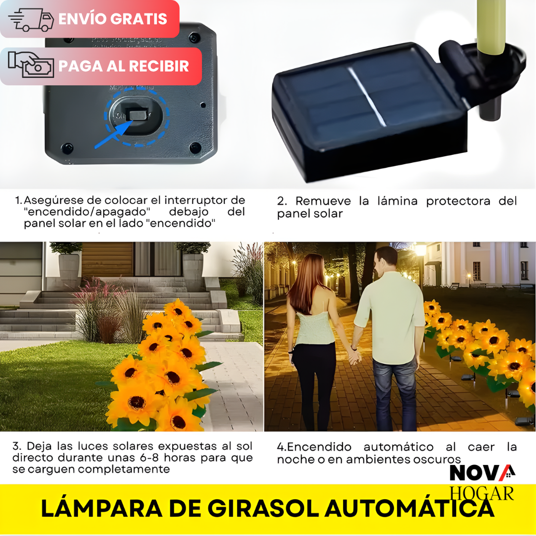 SunBloom™ Set x3 Hermosas Luces Solares de Girasol para Jardín