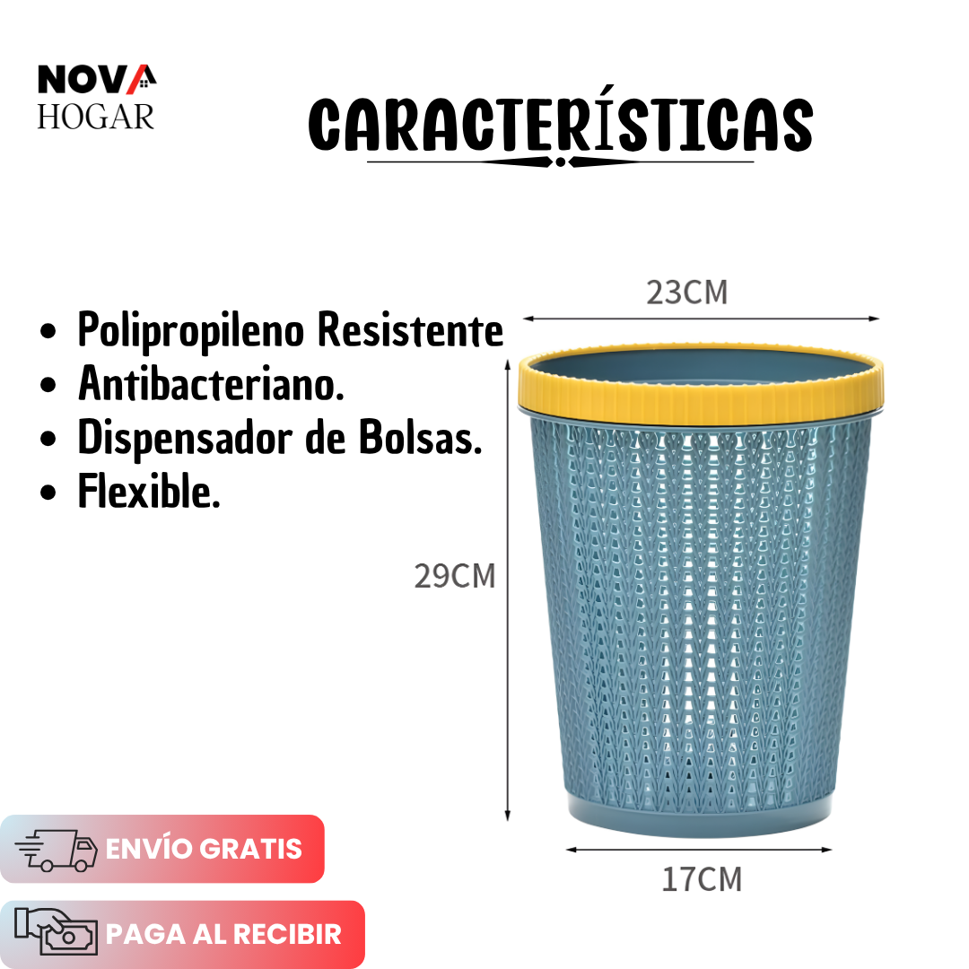 CleanDrop™ Caneca de Basura con Dispensador de Bolsas