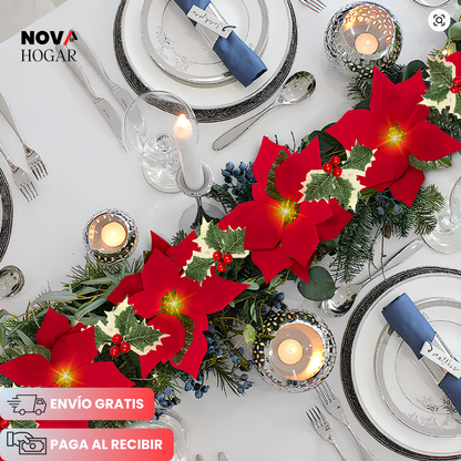 HolidayShine™ Guirnalda Iluminada De Flores Navideñas de 3 Metros