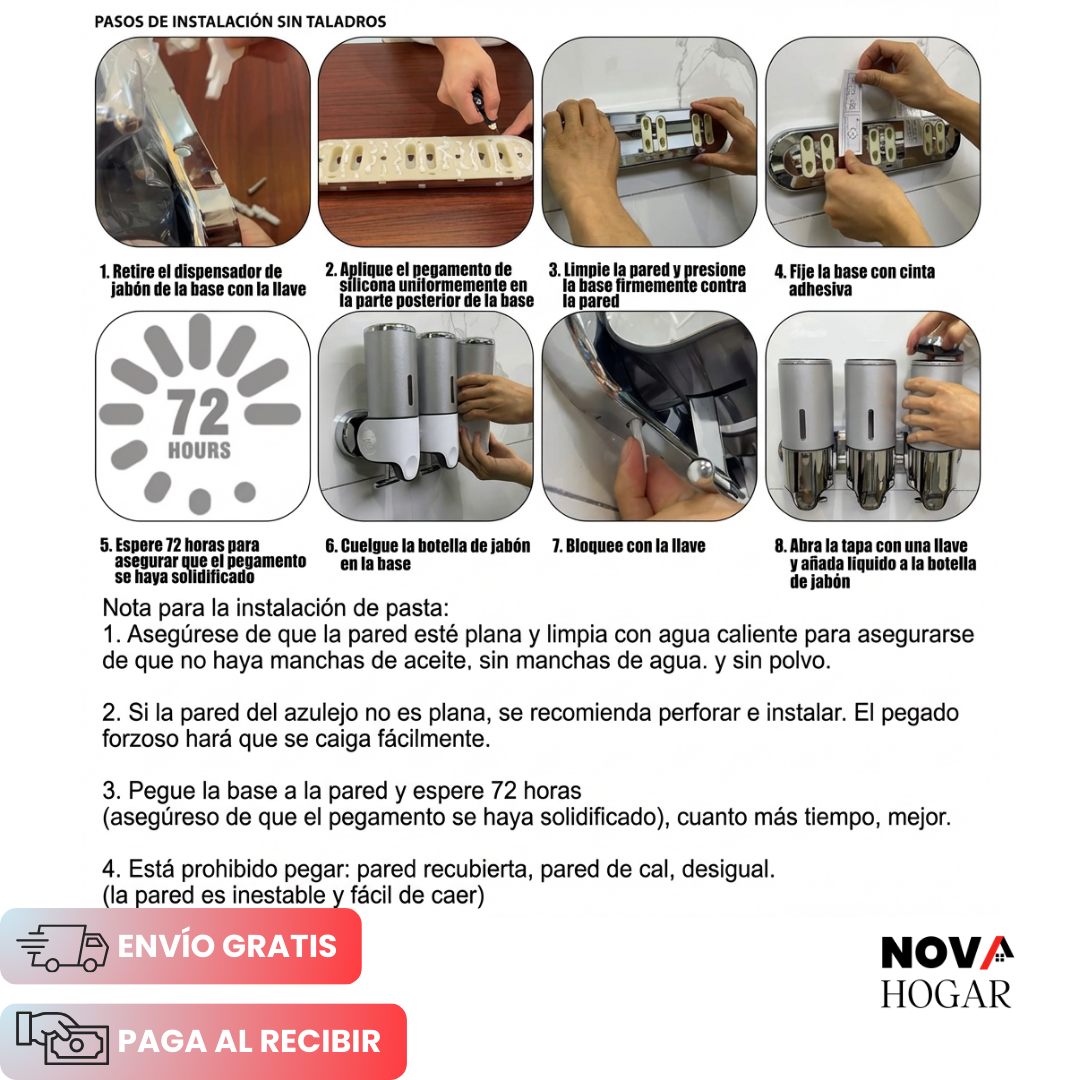 TriDispen™ Dispensador Triple para Baños sin Desorden