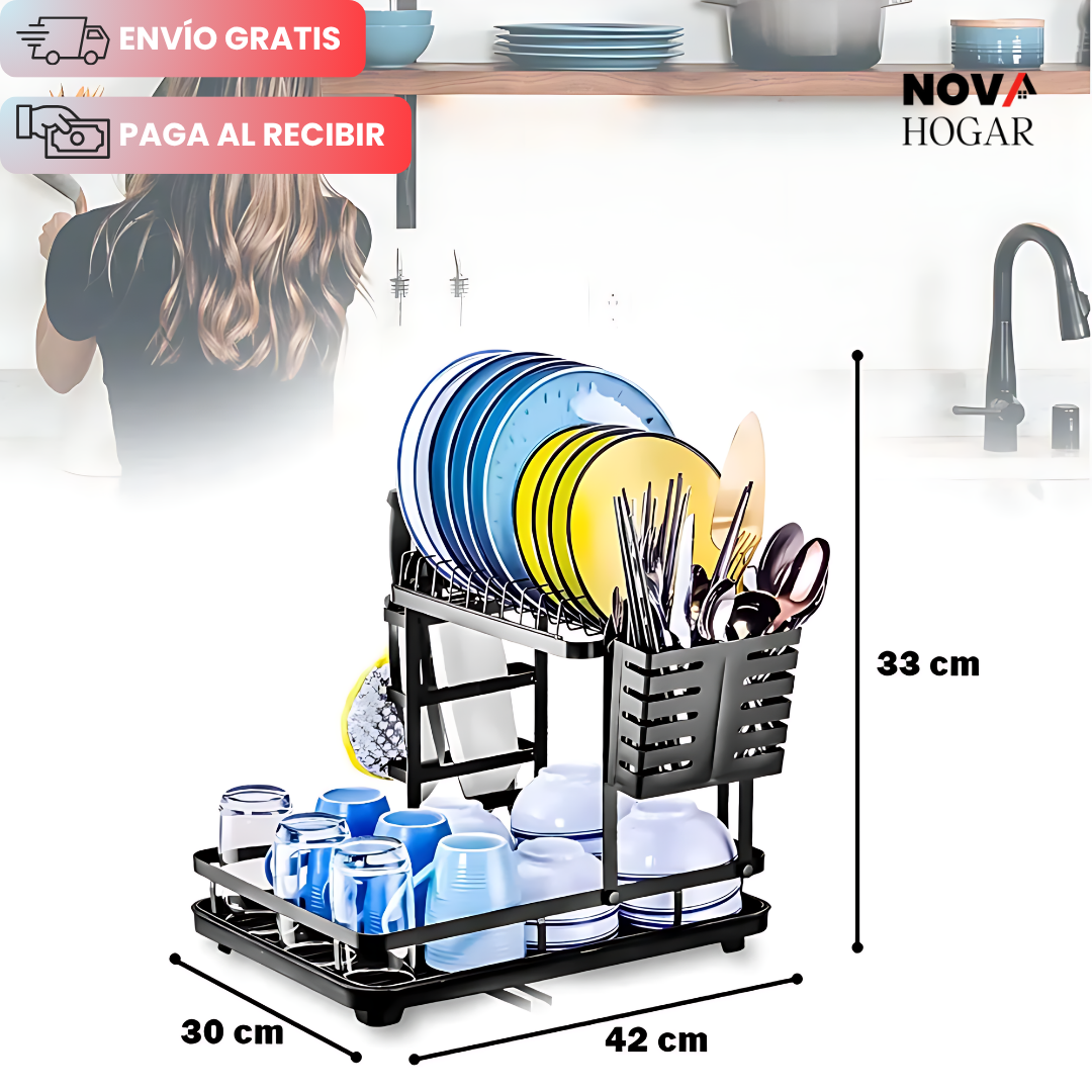DuoDrip™ Escurridor de Cocina Compacto de 2 Niveles