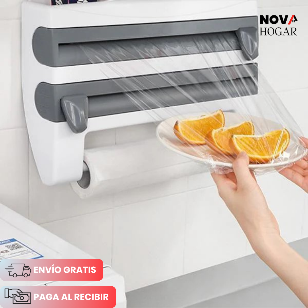WrapStation™ Dispensador y Cortador de Rollos de Cocina 4 en 1