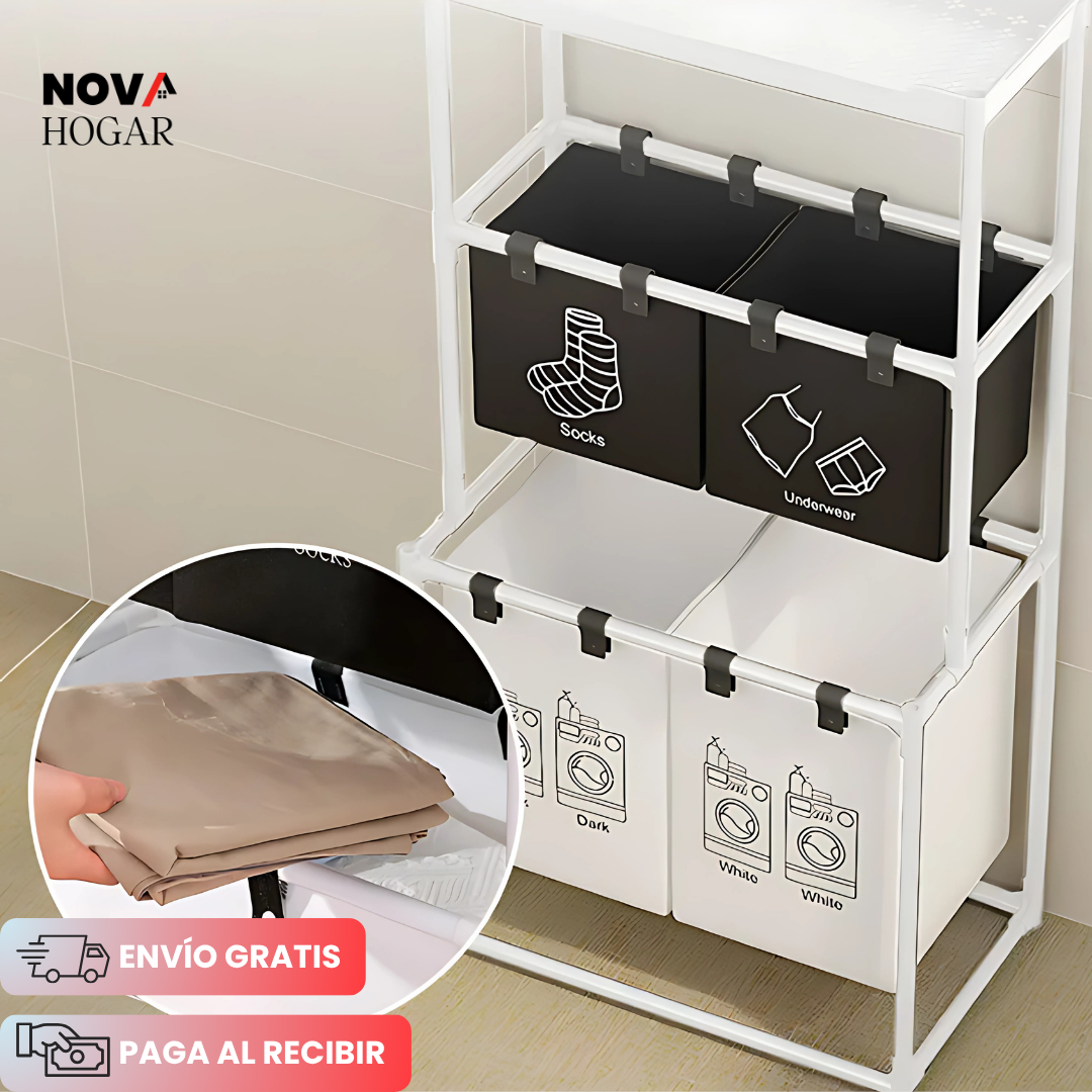 LaundEase™ Cesto para Ropa Sucia de Tres Niveles