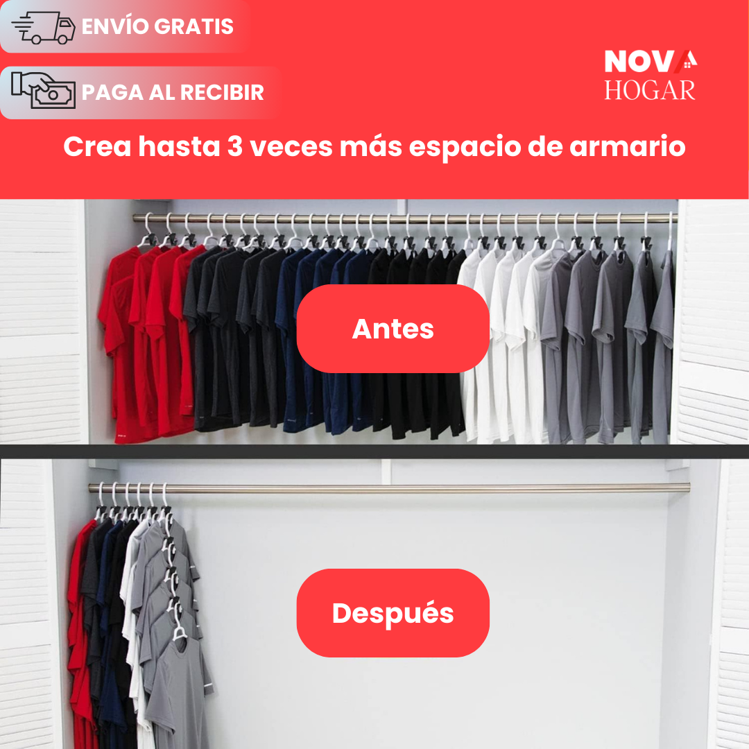 AhorraPack x12 ClosetGenius™ Conector de Ganchos Ahorrador de Espacio