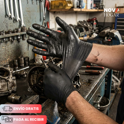 ArmorFlex™ Pack x50 Guantes de Nitrilo Negro Ultra Resistentes