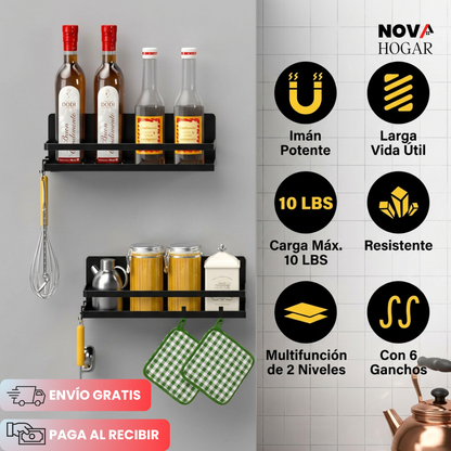 MagneRack™ Set x4 Estantes Magnéticos para Refrigerador