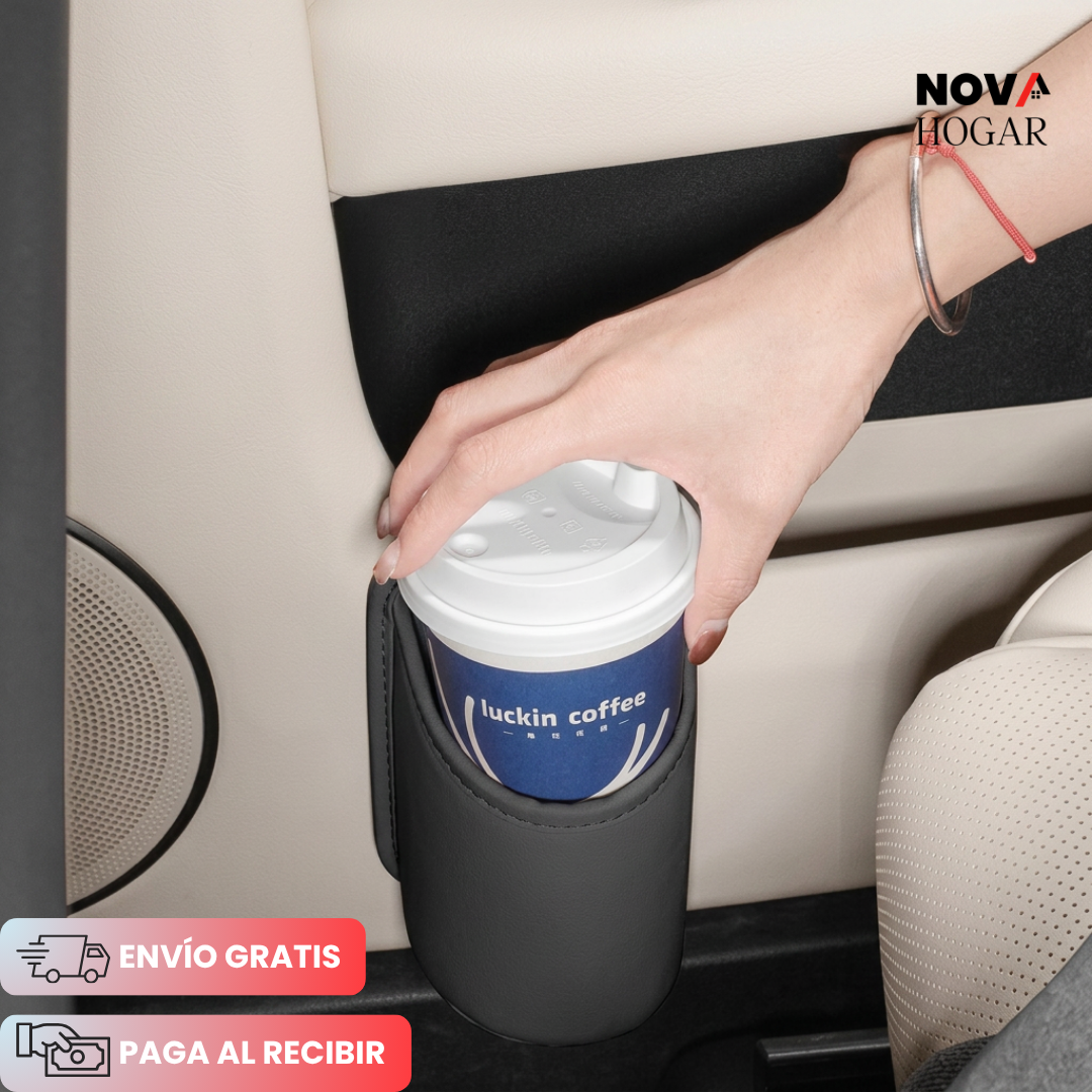 LuxPocket™ Portavasos de Cuero para Carro