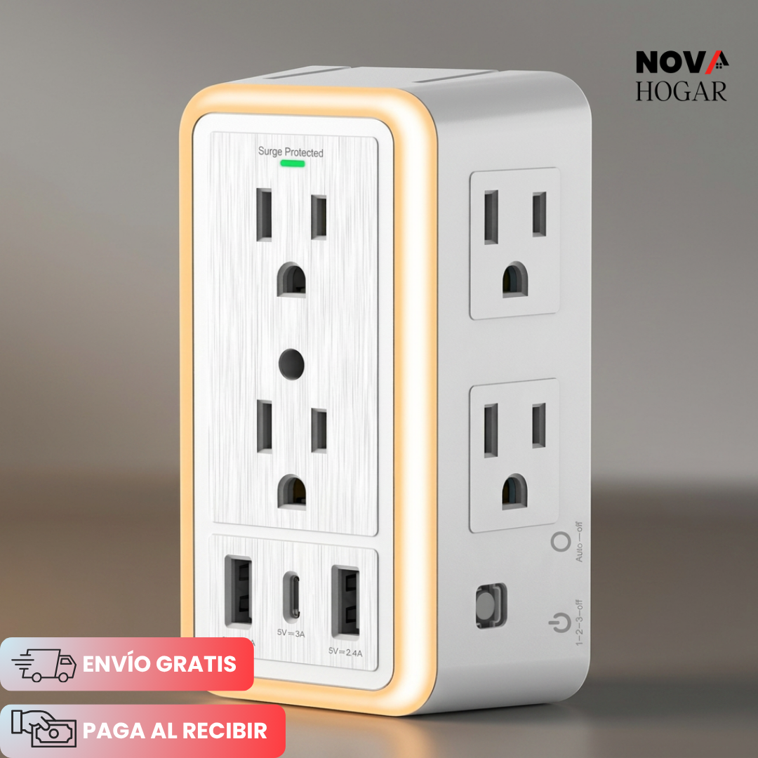 AuraHub™ Multitoma Inteligente con Luz Suave