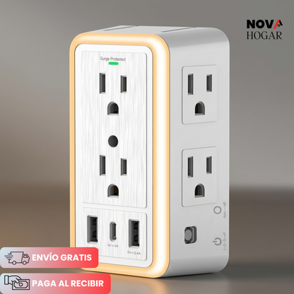 AuraHub™ Multitoma Inteligente con Luz Suave