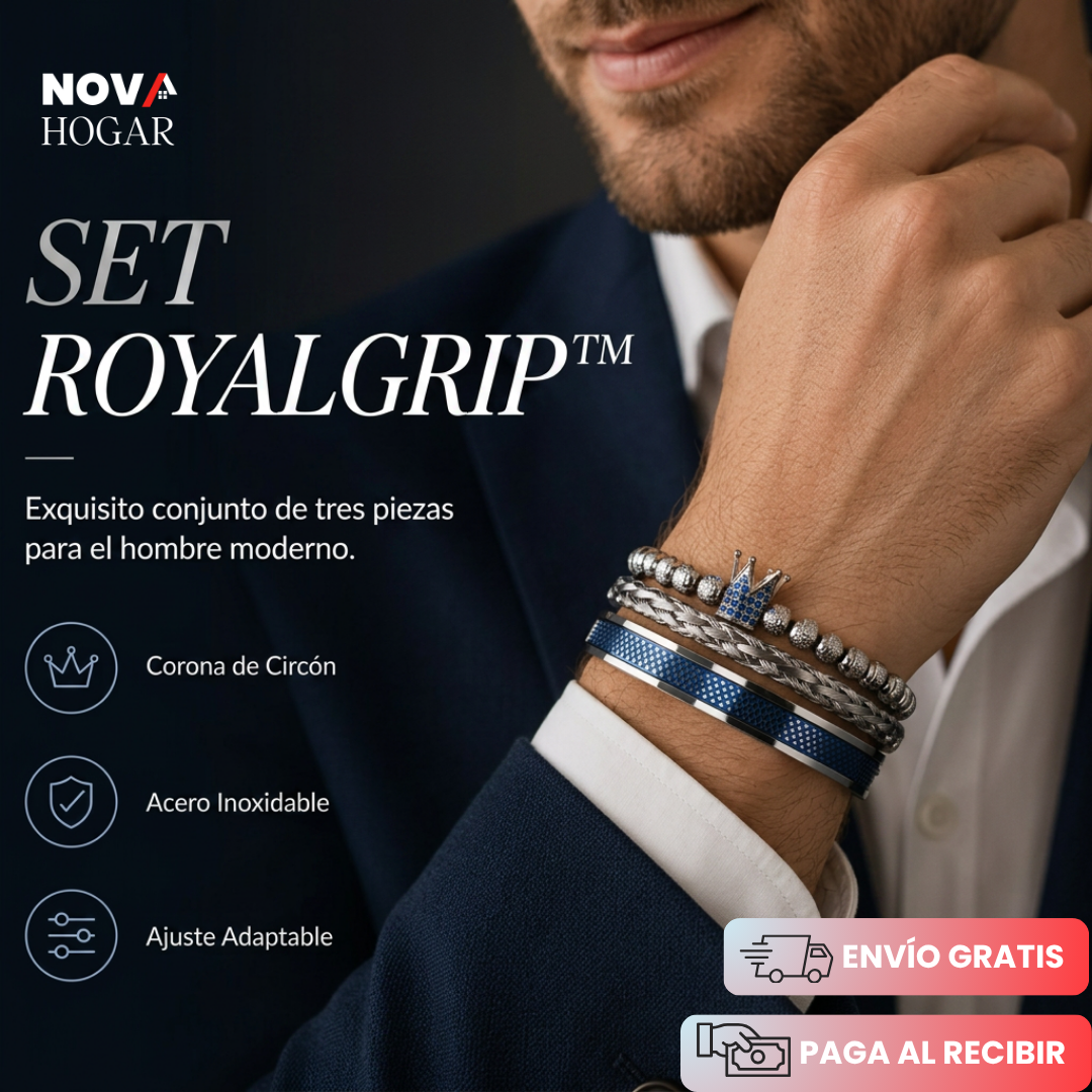RoyalGrip™ Set de Tres Pulseras con Elegancia Masculina