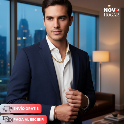 LuxeCub™ Dúo Cubano de Acero Bañado en Oro