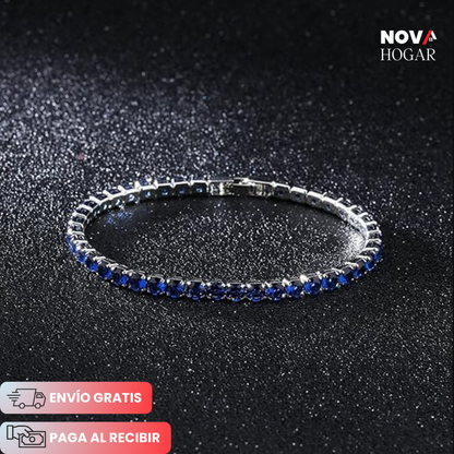 SapphireSoul™ Elegante Pulsera Masculina de Azul Zafiro
