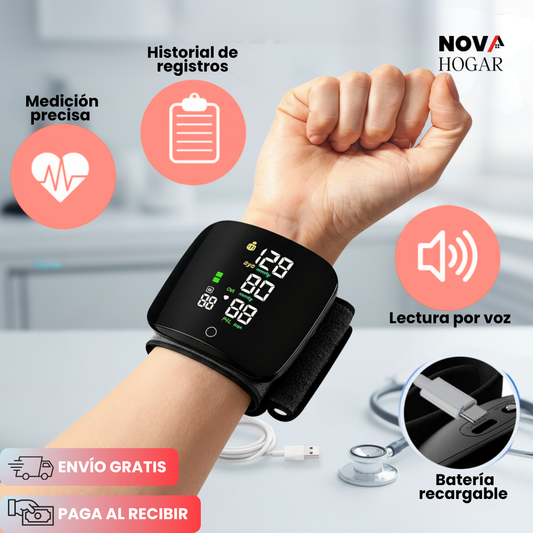 PulseTrack™ Tensiómetro de Muñeca Recargable