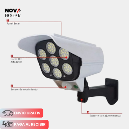 SolarSentinel™ Lámpara de Energía Solar Modelo Cámara de Seguridad