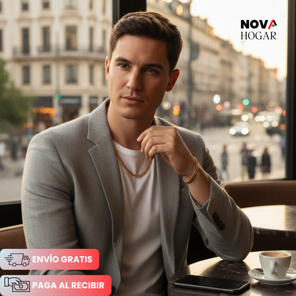 LuxeCub™ Dúo Cubano de Acero Bañado en Oro