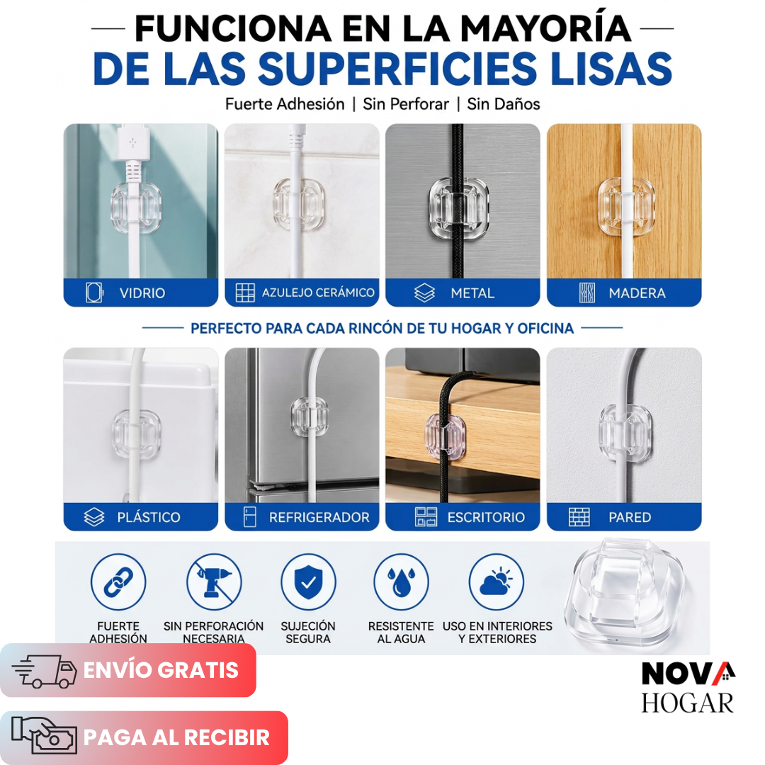 ClearSnap™ Pack X144 Clips Adhesivos para Luces y Cables