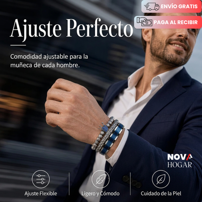 RoyalGrip™ Set de Tres Pulseras con Elegancia Masculina