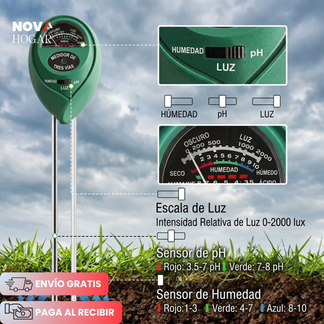 SoilSwift™ Probador De Suelo Para Plantas 3 en 1