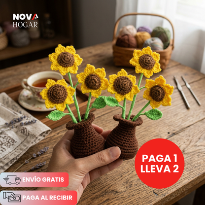 2x1 SunCrochet™ Girasoles Tejidos Decorativos Artesanales