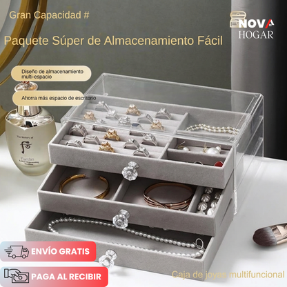 GemGlance™ Joyero Tres Niveles Interior Gamuzado