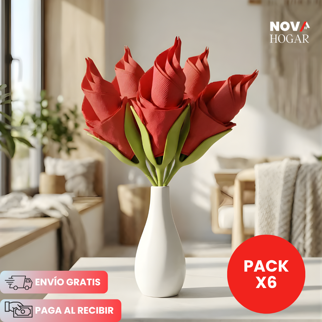 FloraNapkin™ Set x6 Organizadores De Servilletas Florales