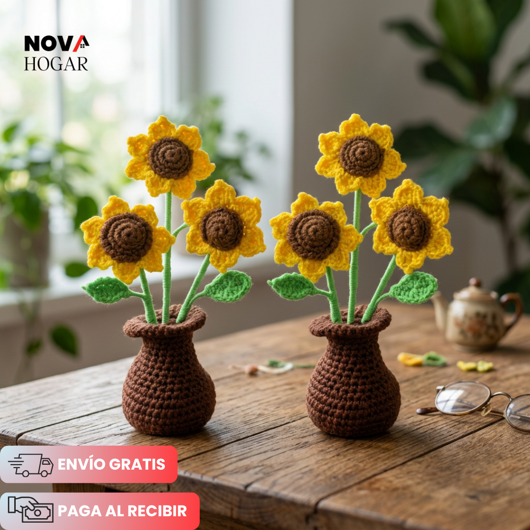 2x1 SunCrochet™ Girasoles Tejidos Decorativos Artesanales