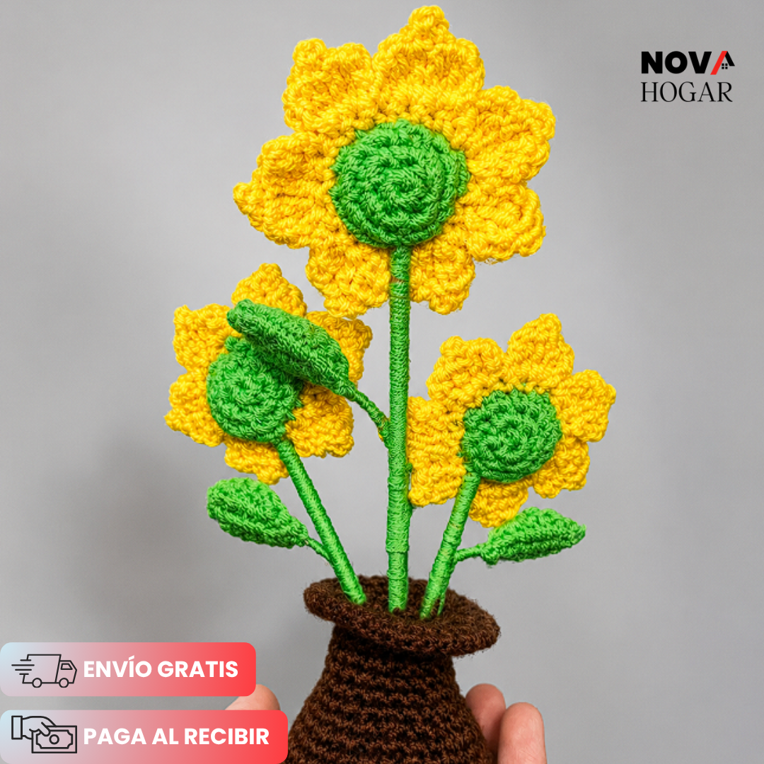 2x1 SunCrochet™ Girasoles Tejidos Decorativos Artesanales