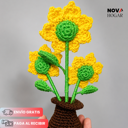 2x1 SunCrochet™ Girasoles Tejidos Decorativos Artesanales