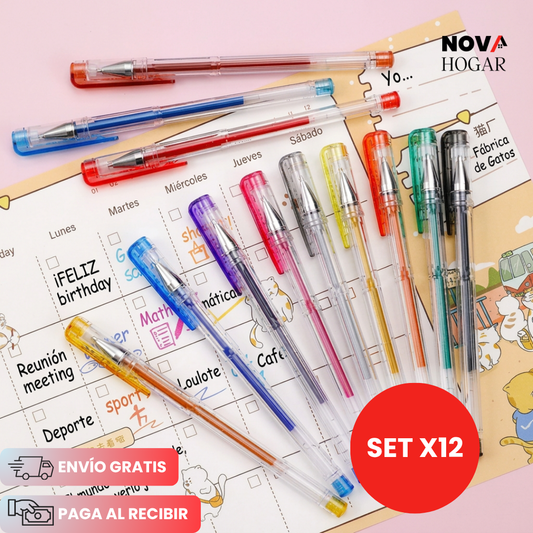 SparkleJoy™ Set X12 Bolígrafos de Gel con Brillo