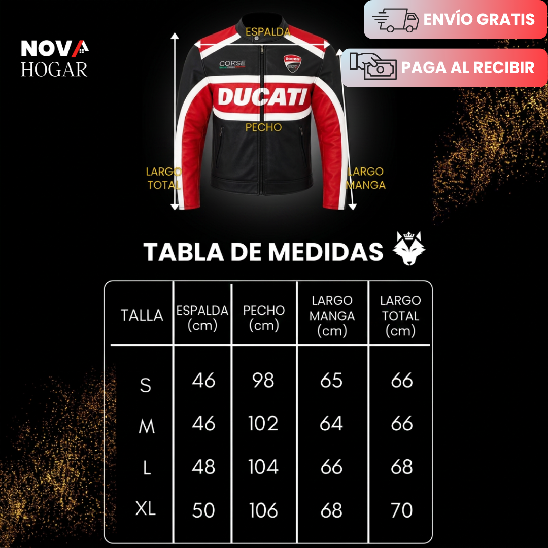 RossoCorsa™ Chaqueta de Cuero para Motociclistas