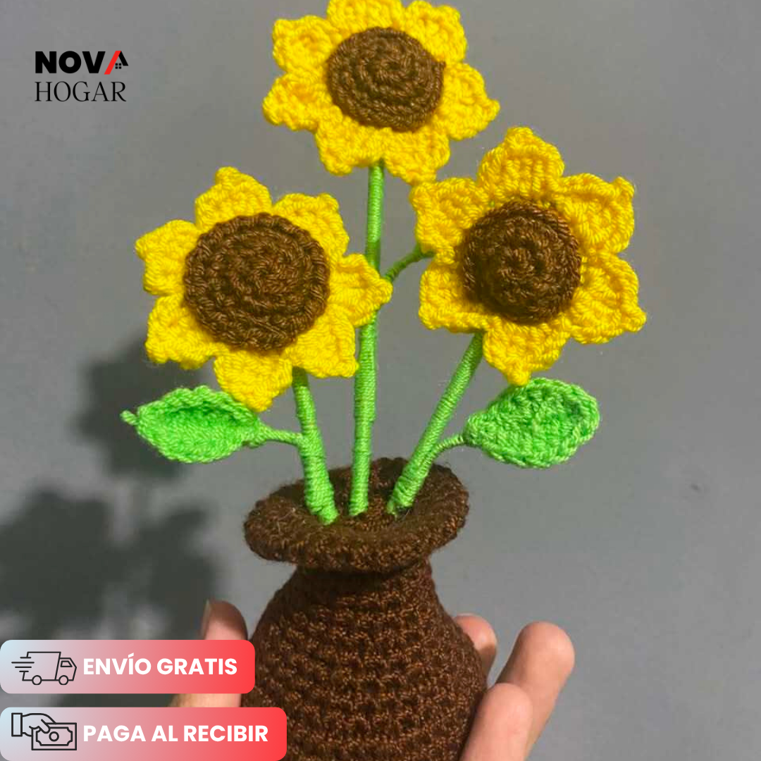 2x1 SunCrochet™ Girasoles Tejidos Decorativos Artesanales