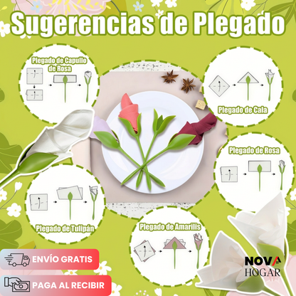 FloraNapkin™ Set x6 Organizadores De Servilletas Florales