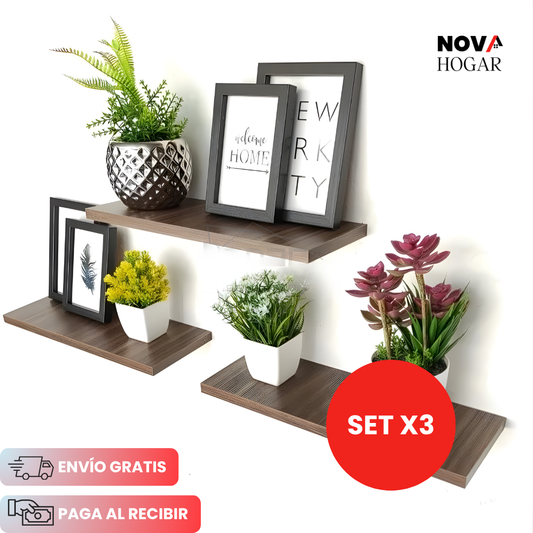 PureDecor™ Set x3 Modernas Repisas Flotantes para Pared
