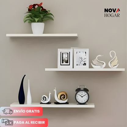 PureDecor™ Set x3 Modernas Repisas Flotantes para Pared
