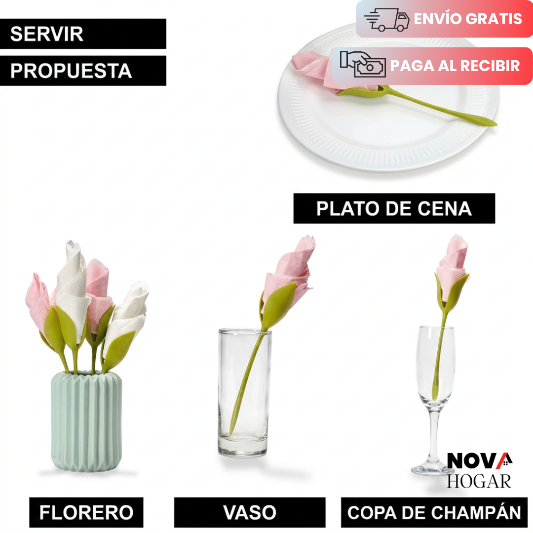 FloraNapkin™ Set x6 Organizadores De Servilletas Florales