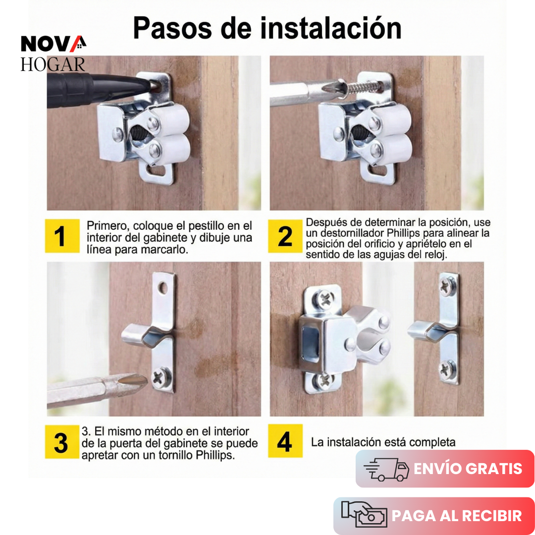 SureGrip™ Set x16 Pestillos de Puerta para Gabinete