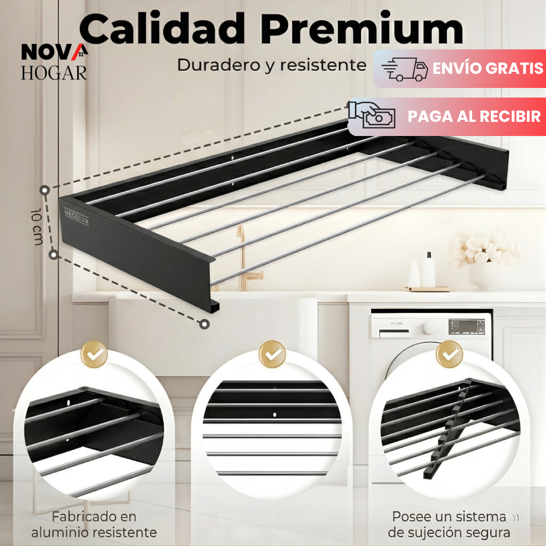 SlimDry™ Tendedero Plegable de Pared con Diseño Discreto 60cm