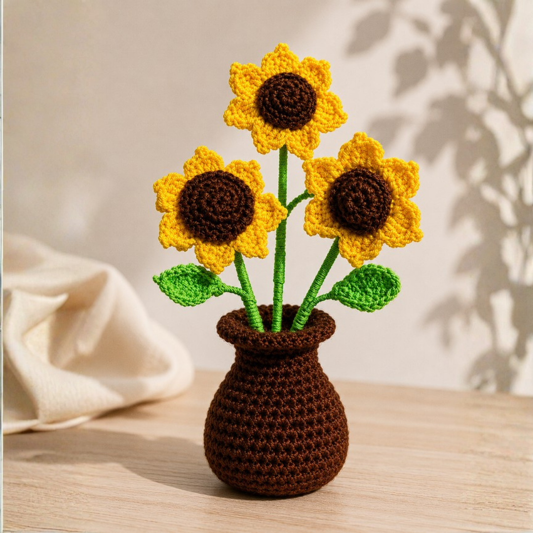 2x1 SunCrochet™ Girasoles Tejidos Decorativos Artesanales