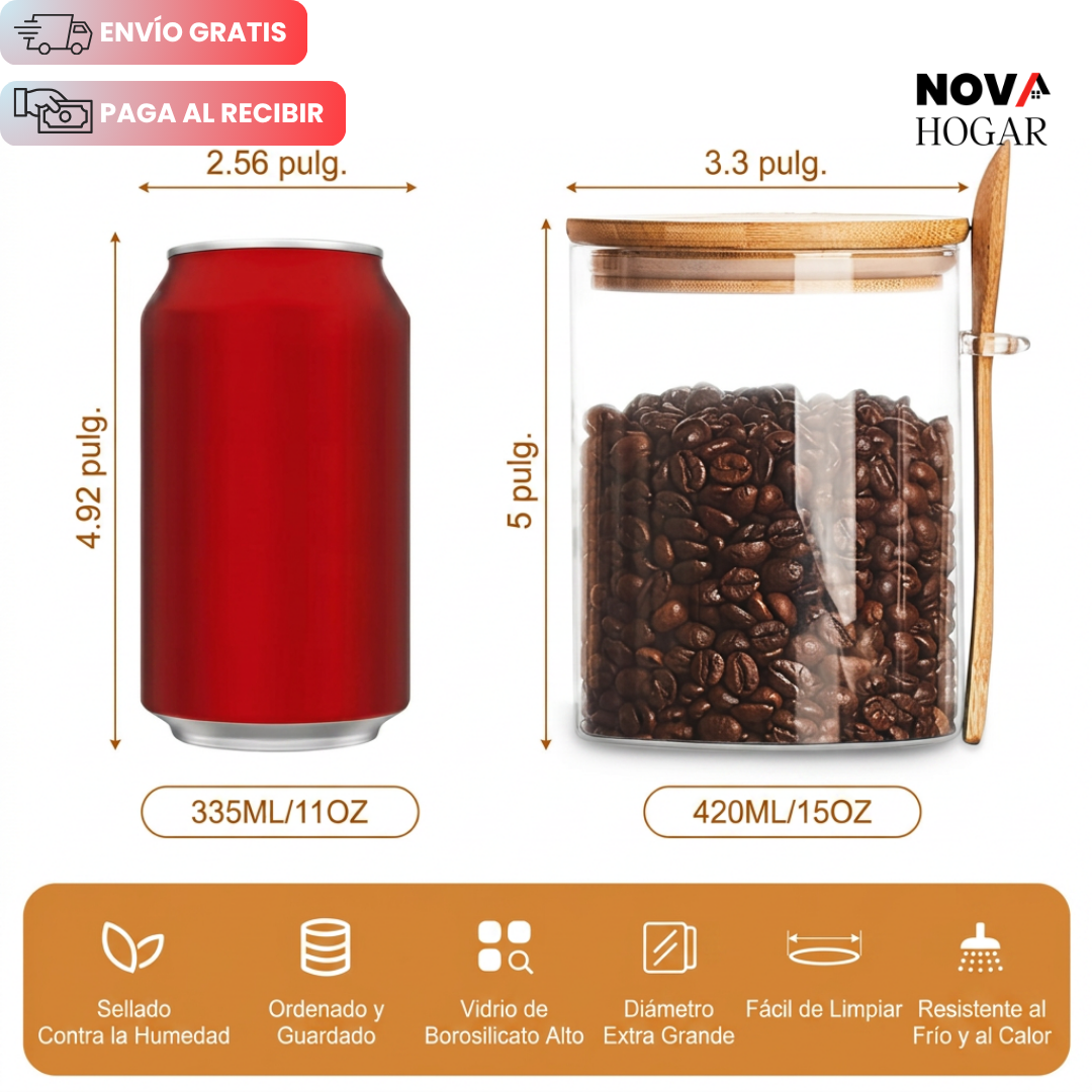 EcoSeal™ Recipientes Herméticos con Cuchara de Bambú