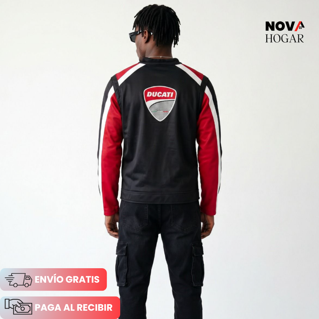 RossoCorsa™ Chaqueta de Cuero para Motociclistas