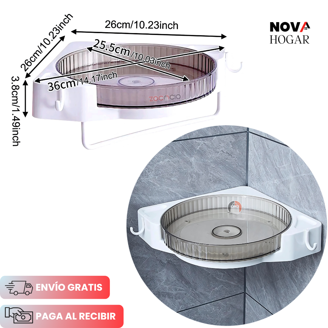 CornerGlide™ Estante Giratorio de Esquina para Baño