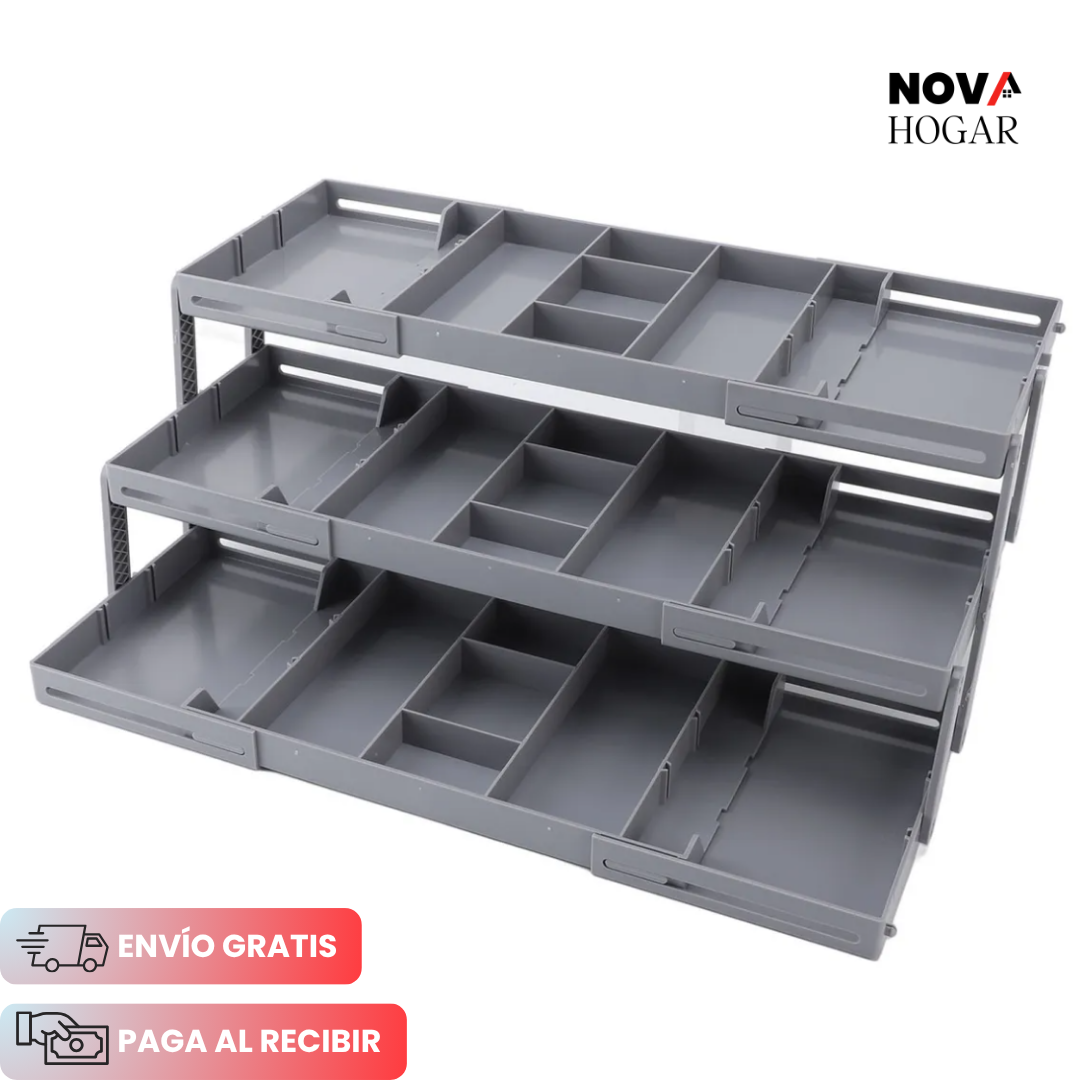 SlideBin™ Organizador de 3 Niveles Ajustable