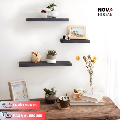 PureDecor™ Set x3 Modernas Repisas Flotantes para Pared